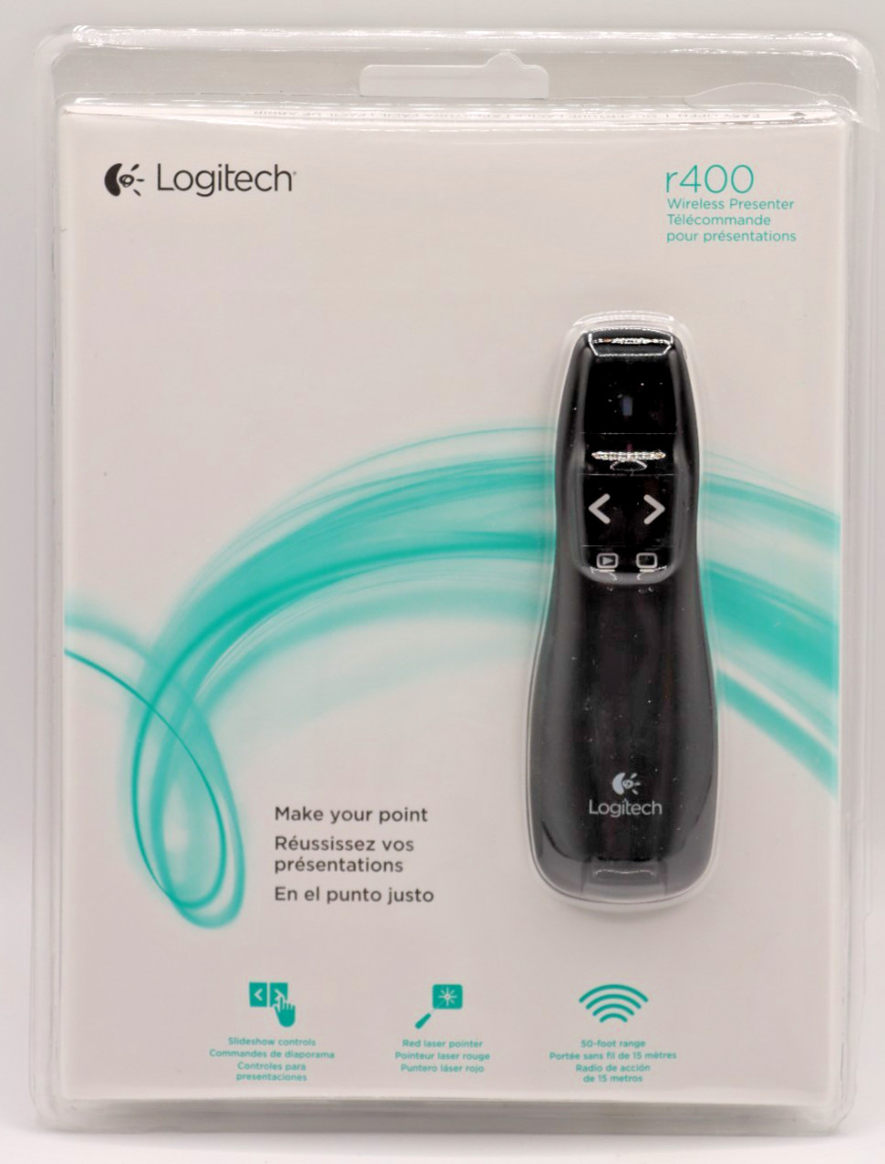 Logitech r400 Wireless Presenter Remote 50 ft Range Laser Pointer Slideshow