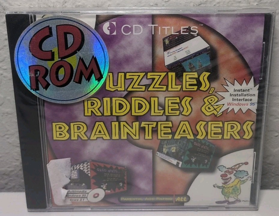 Puzzles, Riddles & Brainteasers PC CD-ROM 1996 CD-ROM for Windows NEW B306