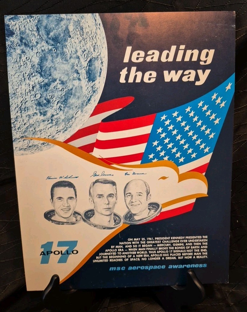 NASA space poster leading the way  Apollo 17 Original