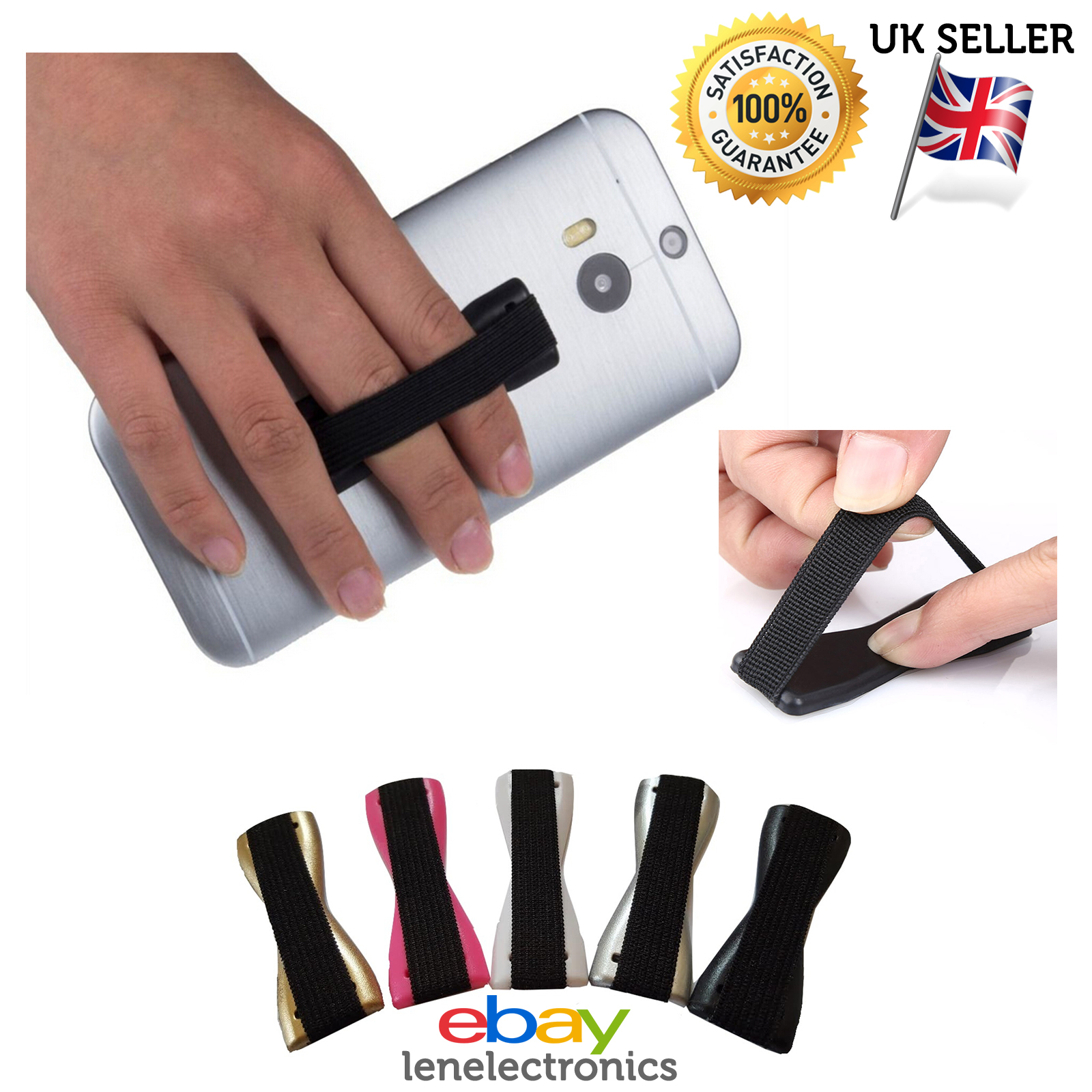 Universal Finger Grip Selfie Strap Sling Phone Holder, iPhone Galaxy & Tablets