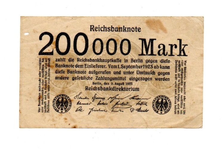 XXX-Rare genuine 200000 Mark weimar inflation banknote 1923  fine con !!