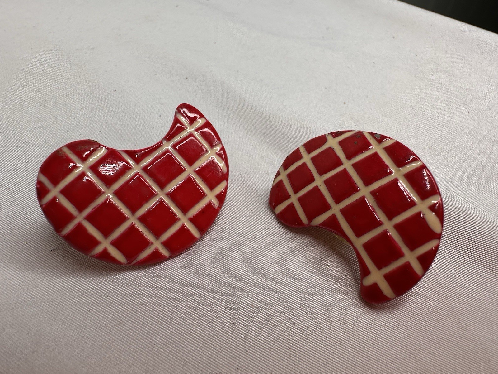 Chunky Red Enamel Earrings