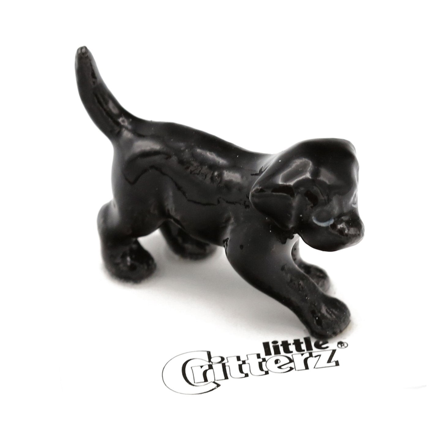 Little Critterz Dog - Black Lab "Shadow" Animal - Miniature Porcelain Figurine