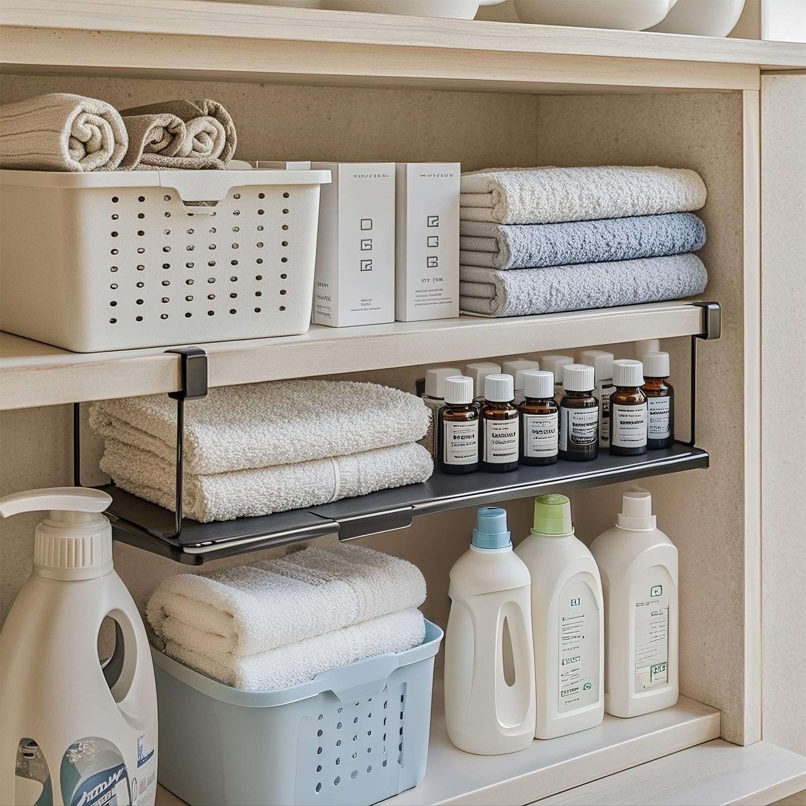 Expandable Hanging Under Shelf Storage Basket,Under Shelf Storage Basket Orga...