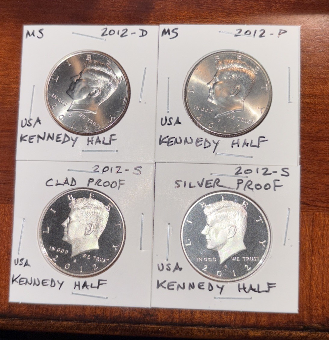 2012 P D S  S - Silver & Clad Proof + 2 BU Kennedy Half Dollar 4 Coin Set