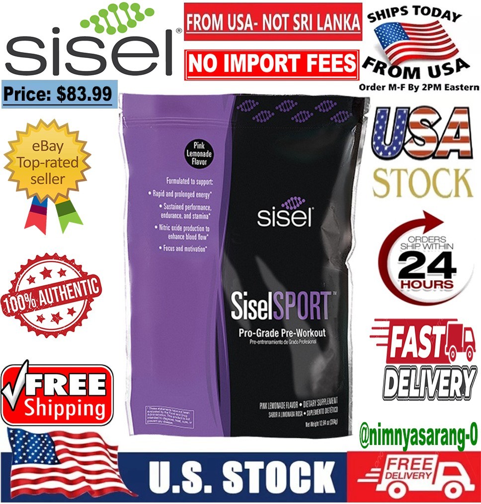 SiselSPORT Pink Lemonade Pre Workout 30 Servings 190mg Caffeine - New Sealed Box