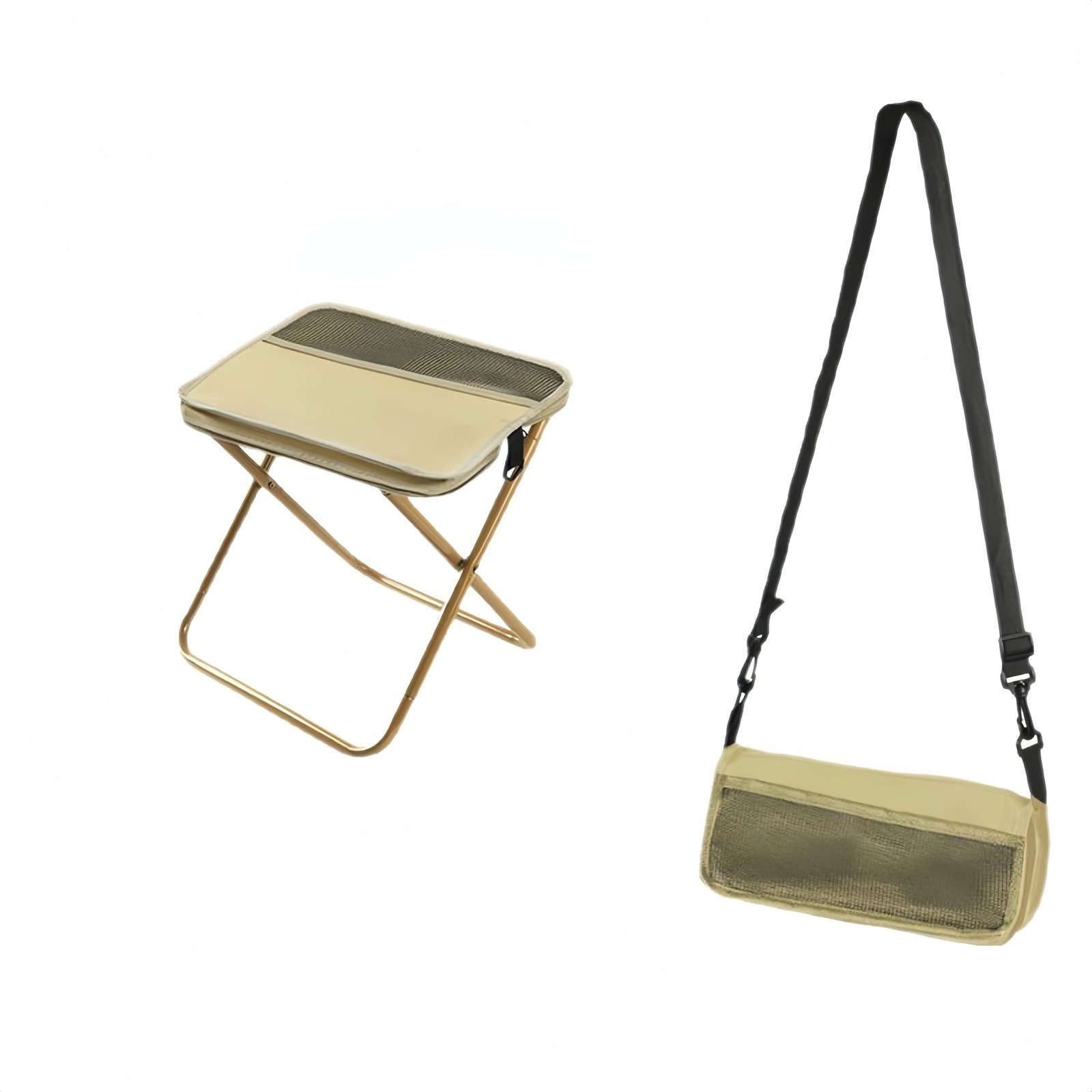 12" Portable Folding Camp Stool with Side Pocket, Lightweight Foldable Campin...