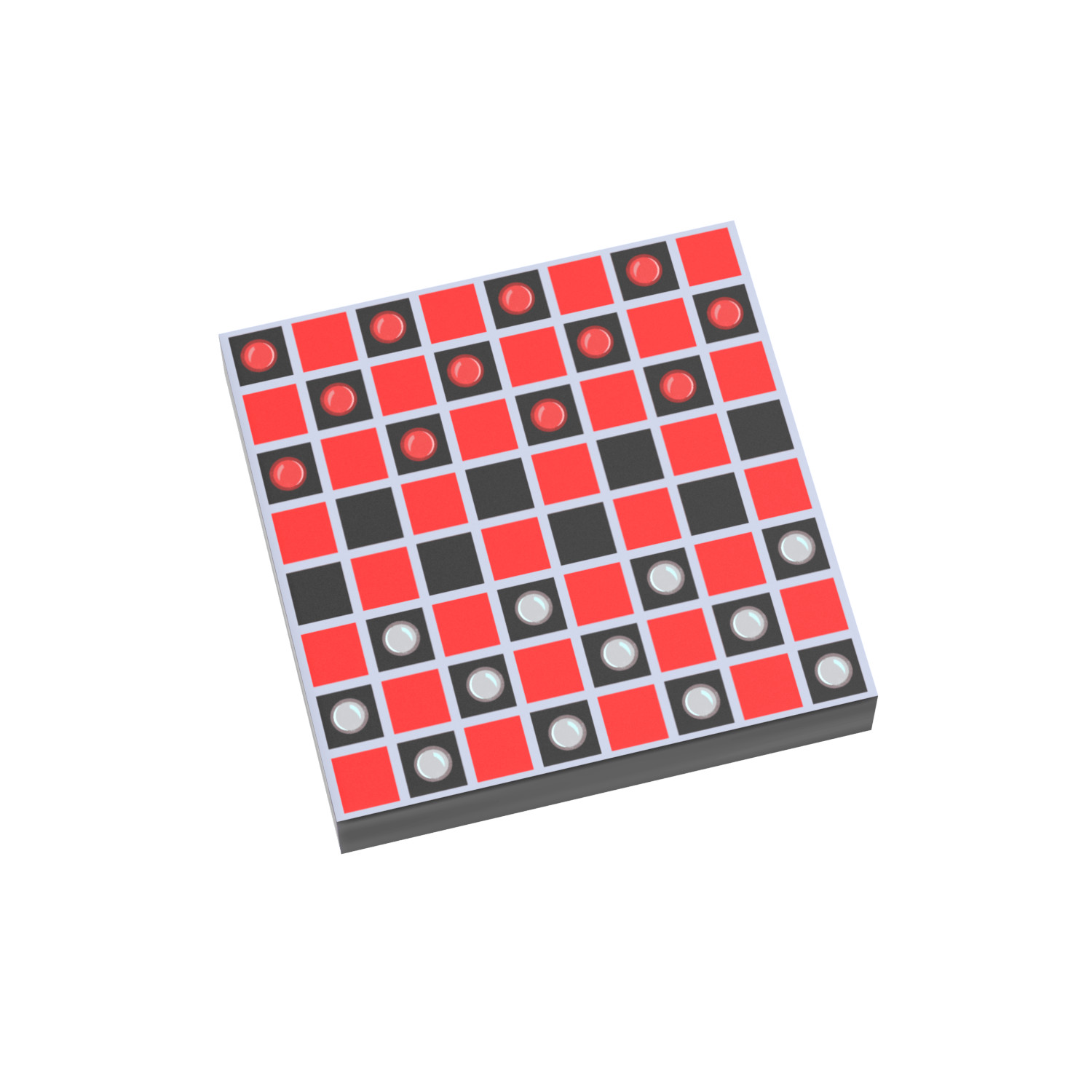 Checkers Game  - Fun  Board Games - Custom Printed - Minifig Scale 2x2 Tile