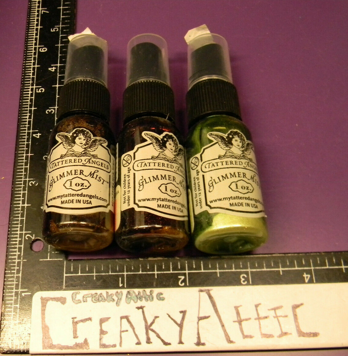 TATTERED ANGELS 3 GLITTER 1 OUNCE INK BOTTLE LIME RED VANILLA 3/4 FULL CREAKYATT