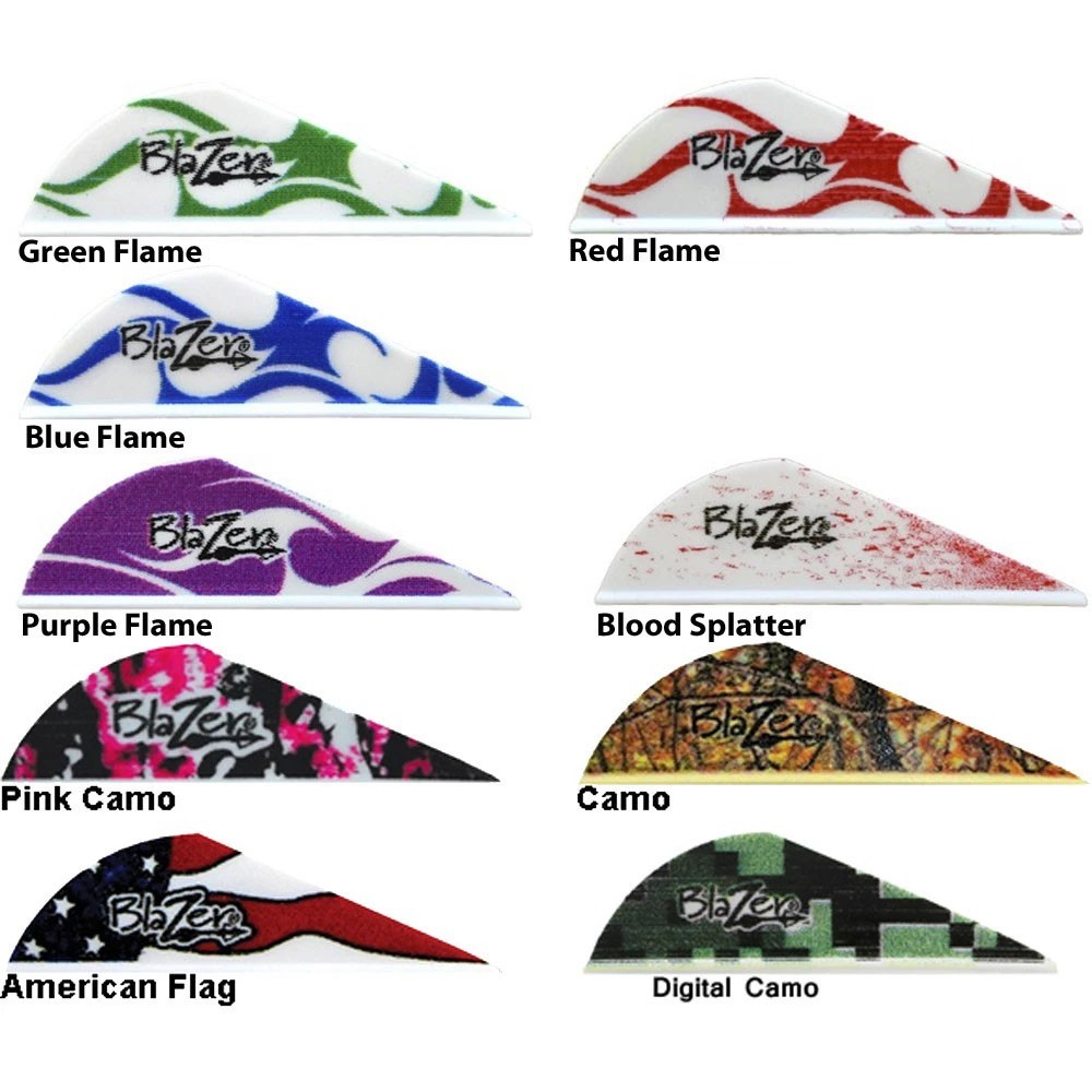 Flame 100 pk Bohning Blazer Vane 2" Camo Arrow Fletching Mix & Match 10 Colors