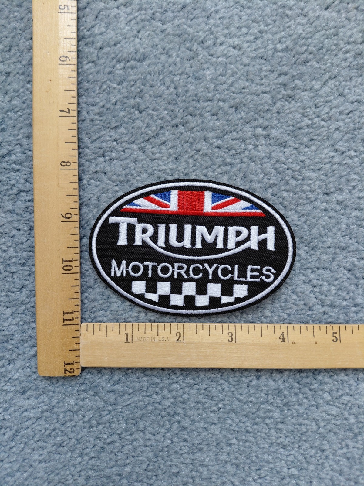 TRIUMPH MOTORCYCLE RACING IRON ON PATCH FREE SHIPPING