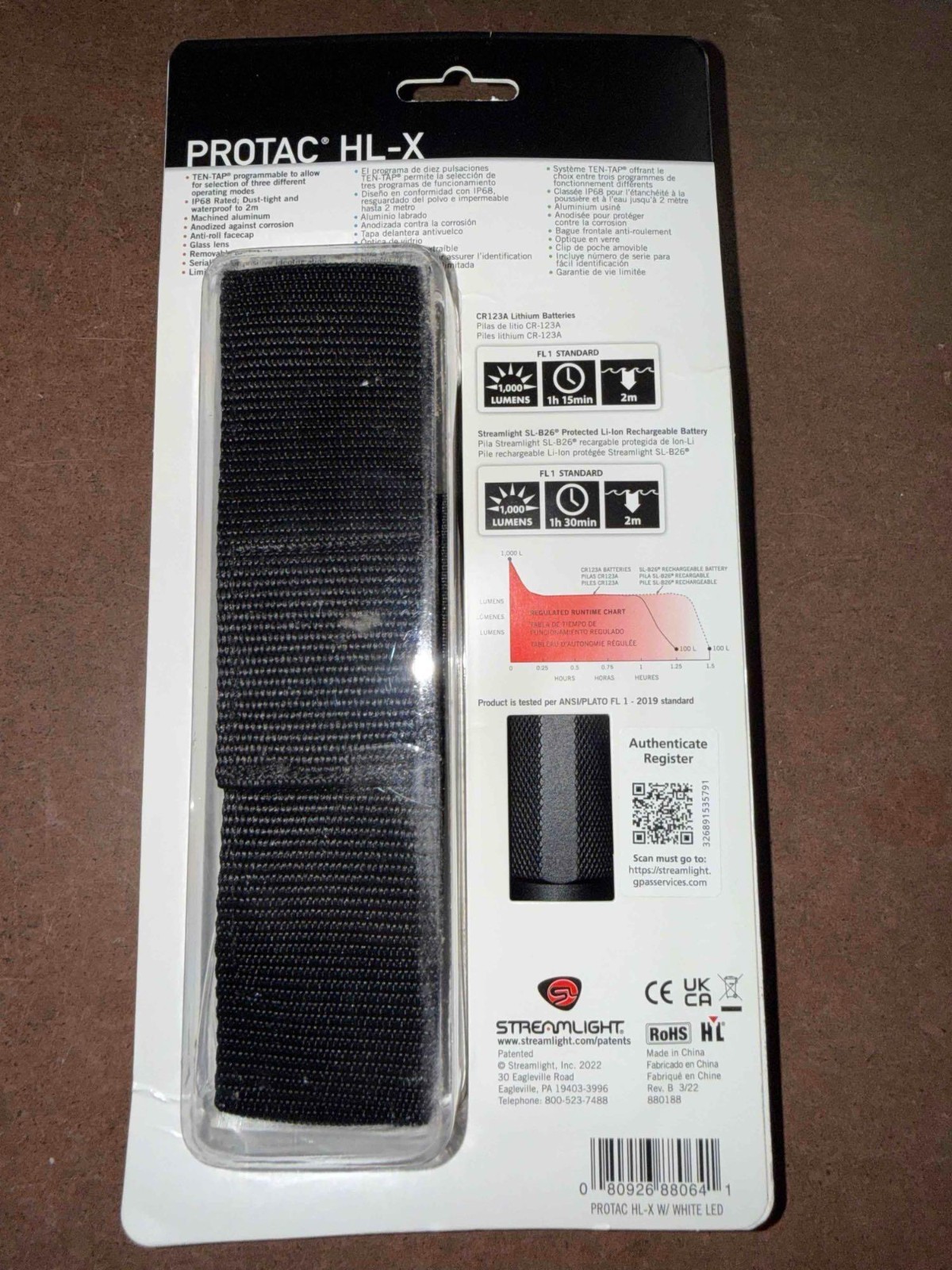 Streamlight ProTac HL-X 1000 Lumen LED Flashlight Multi-Fuel Waterproof