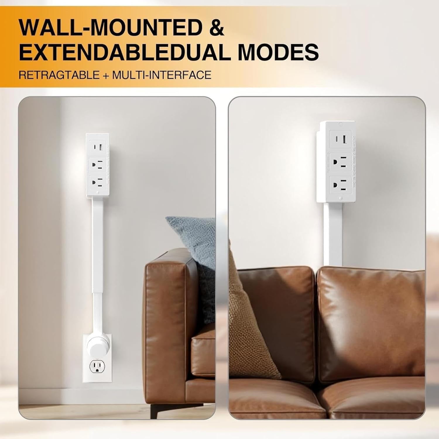 Electrical Outlet Expander Power Socket Rotating Sticks Sofas Nightstands Desk