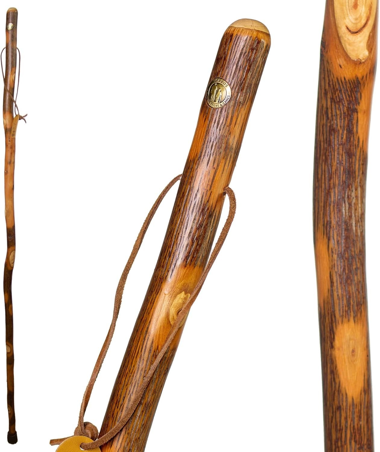 Hickory Wood Walking Stick & Trekking Pole W/ Skid Resistant Rubber Tip (41")