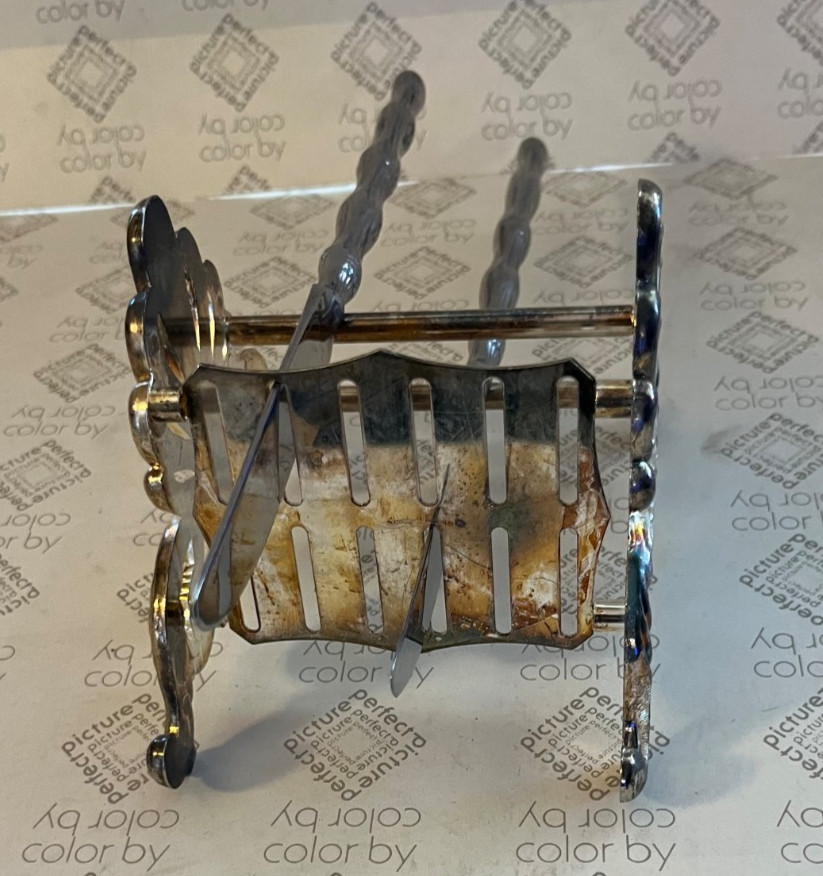Vintage 3 Piece Silver Plated Buffet Caddies Flatware Holders