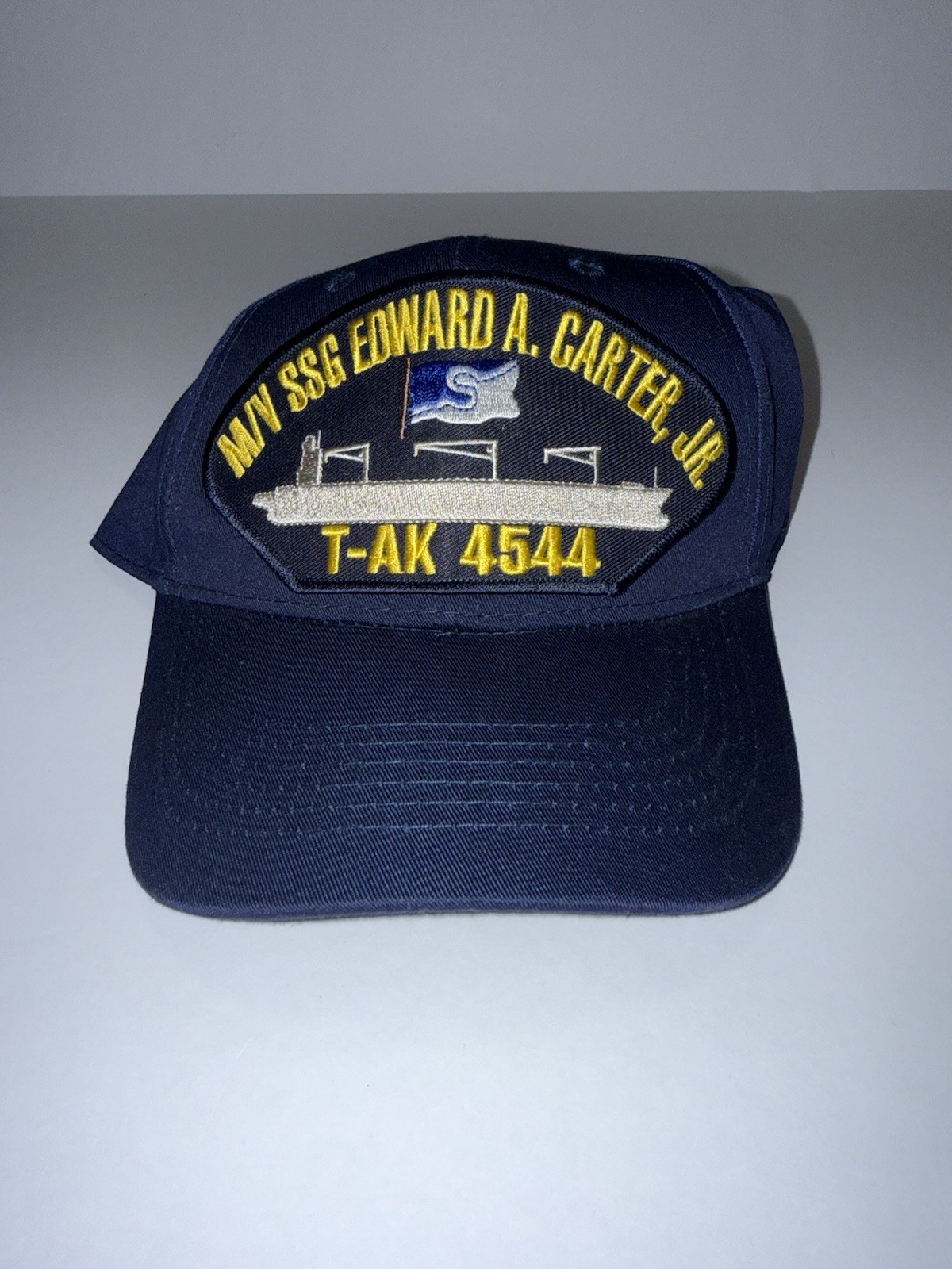 USNS SSG Edward A. Carter Jr T-AK 4544 Navy Ship Ball Cap Blue Hat USA NWOT