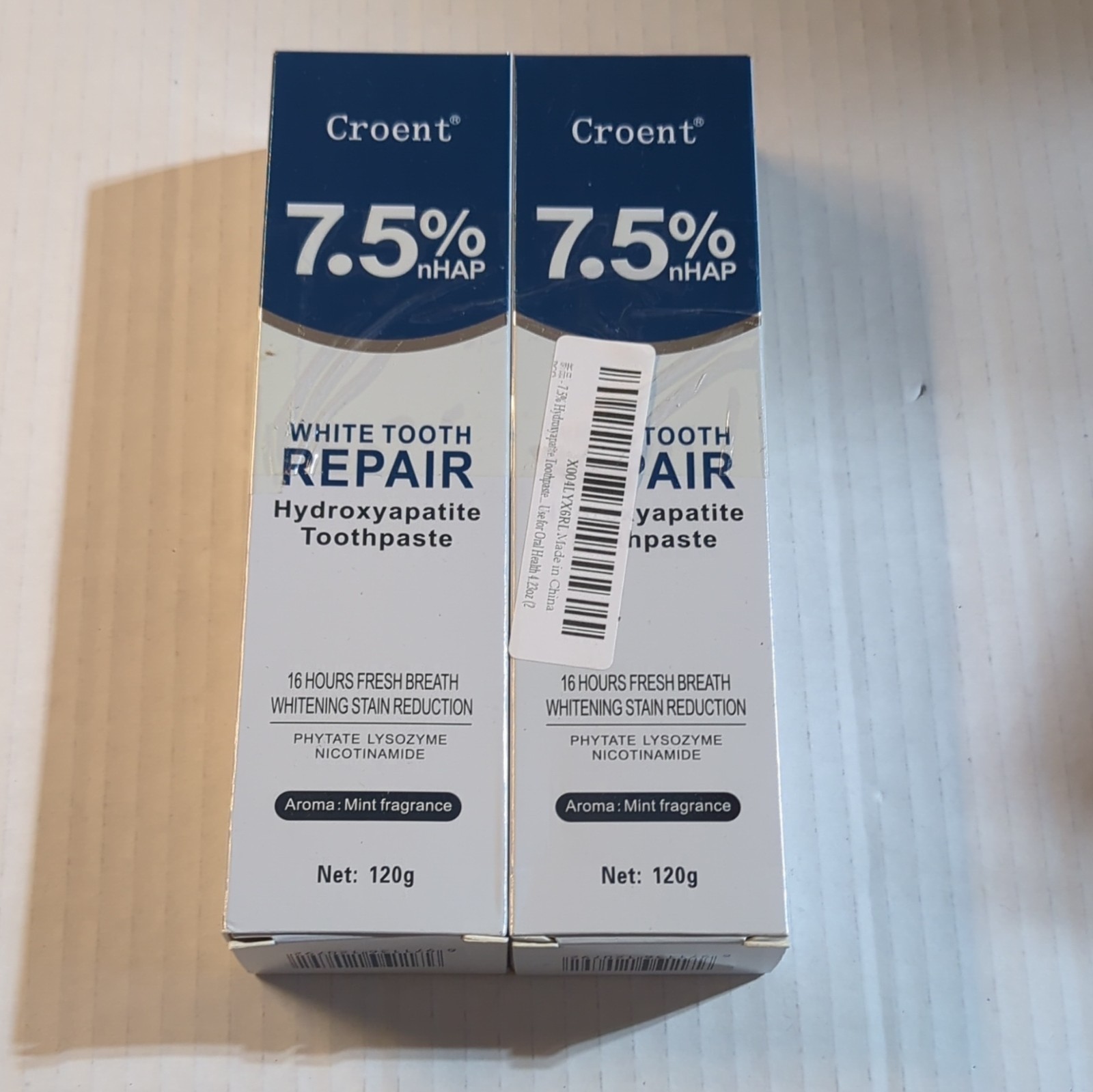 2 x Croent 7.5% Hydroxyapatite White Tooth Re Toothpaste 4.2 oz Exp 03/28