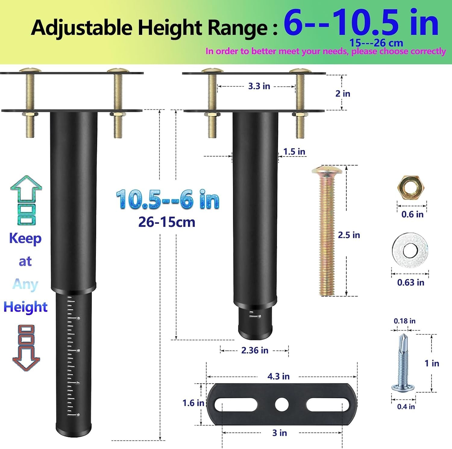 4PC Bed Frame Support Legs Stabilizer Replacement Universal Slat Reinforcemen...