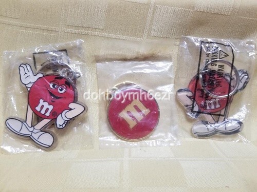 Vintage Hallmark Mars Candy M & M's red Keychain Key Chain LOT