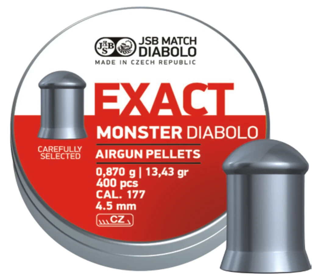 JSB Exact Monster .177 Cal, 13.4 Grains, Cylindrical, 800ct (2 Tins 400)