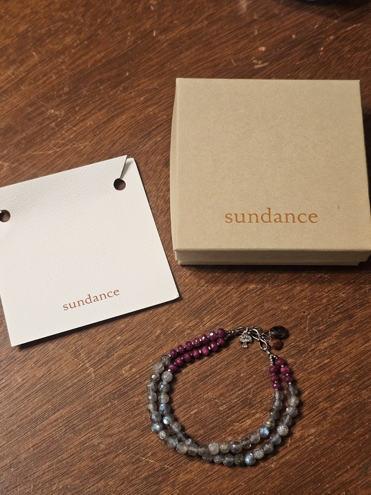 Sundance Catalog Peyote Bird Bracelet Labradorite Ruby Beaded Sterling Silver