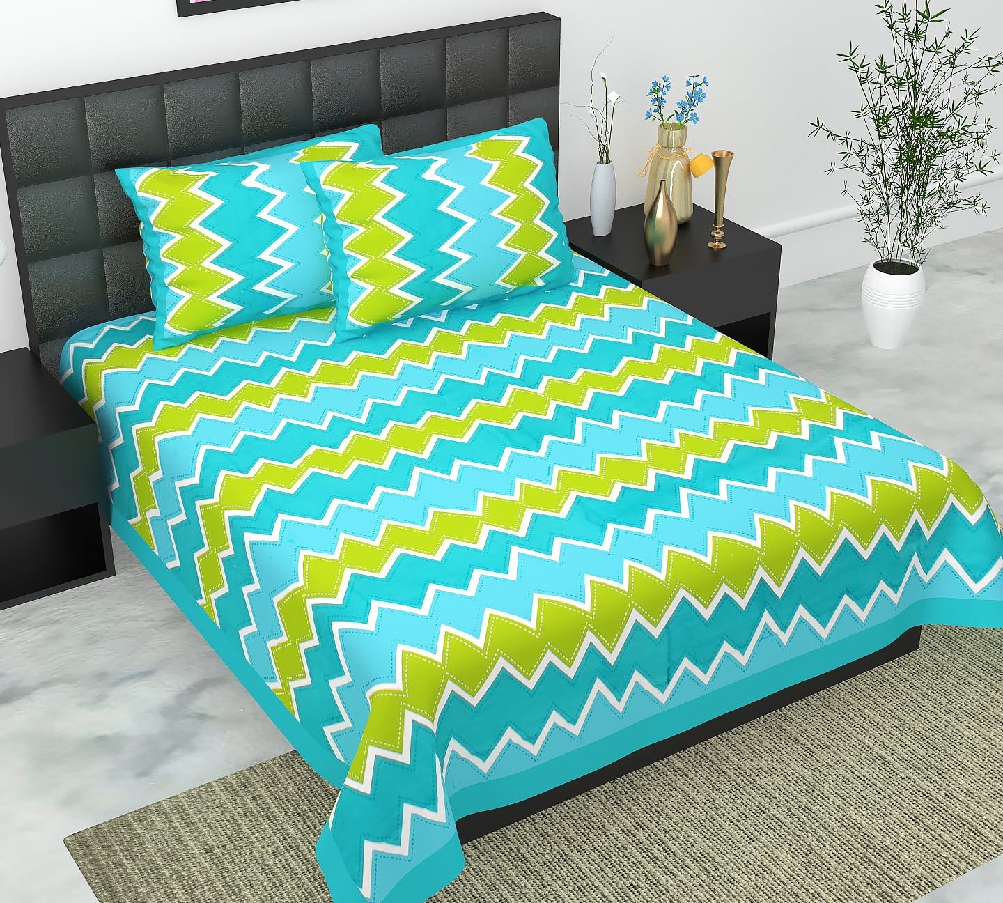 Jaipuri Double Bed Bedsheet with 2 Pillow Covers IB 161