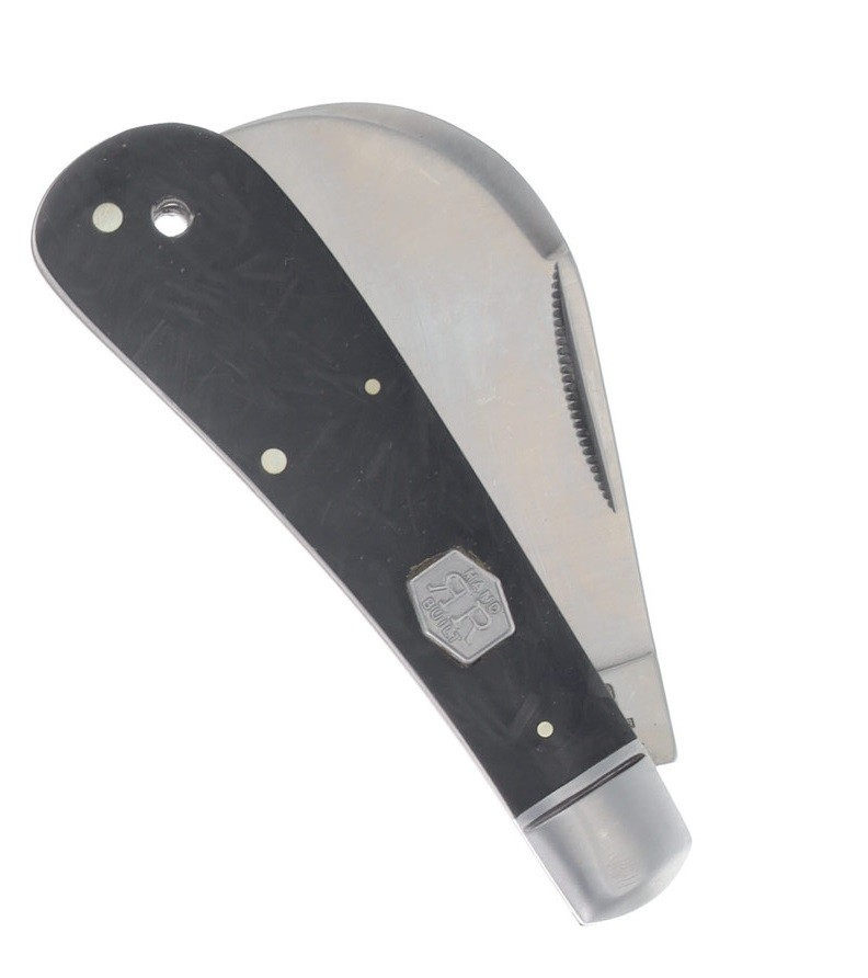 Hawkbill pocket knife Black Midnight Ice handles with Shield Rough Ryder