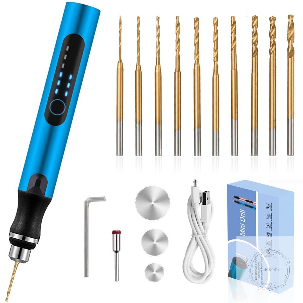 3-Speed Cordless Mini Drill Pen With 10 Small Drill Bits,Rechargeable Electric