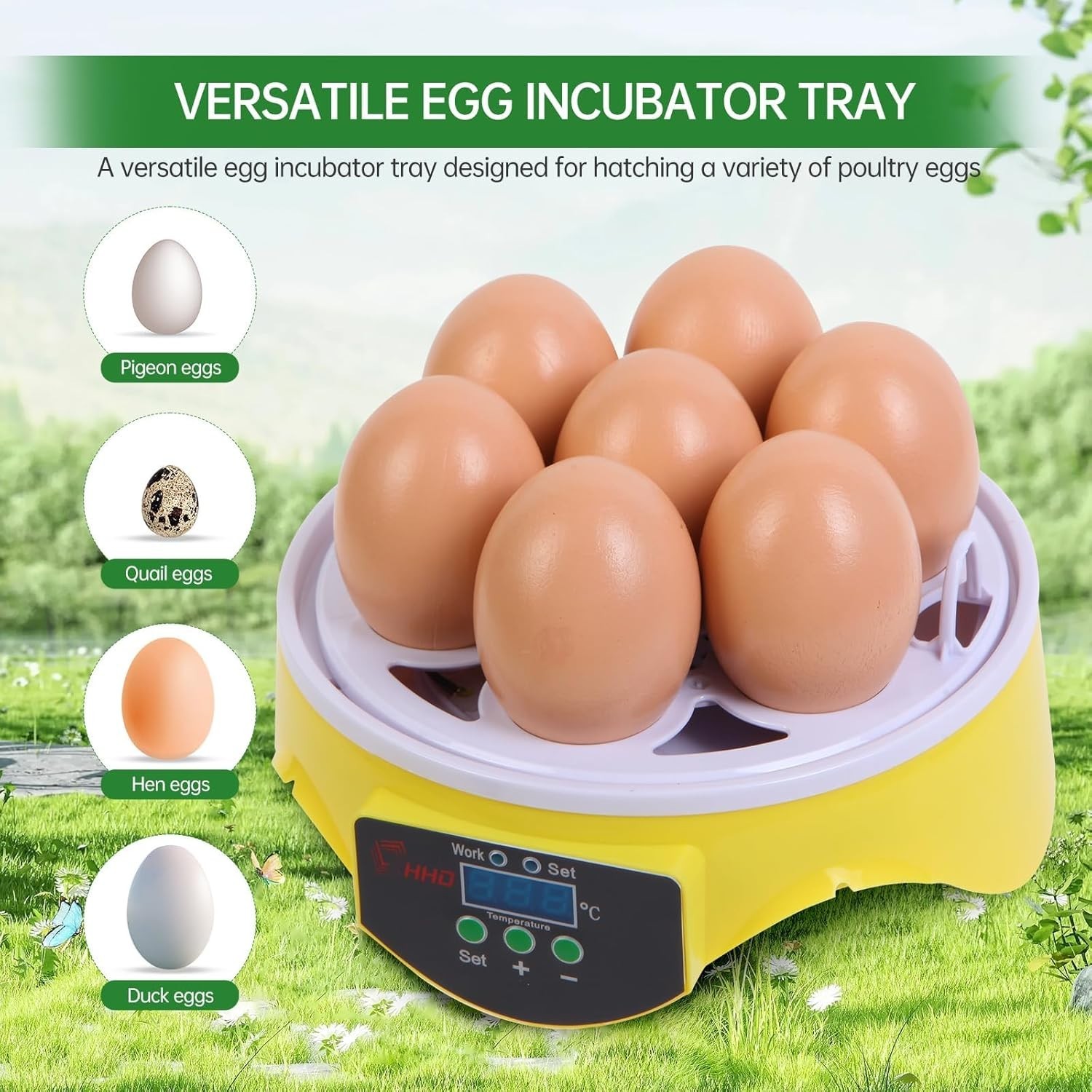 Lightweight 7-Egg Incubator - Automatic Temperature & Manual Humidity Control
