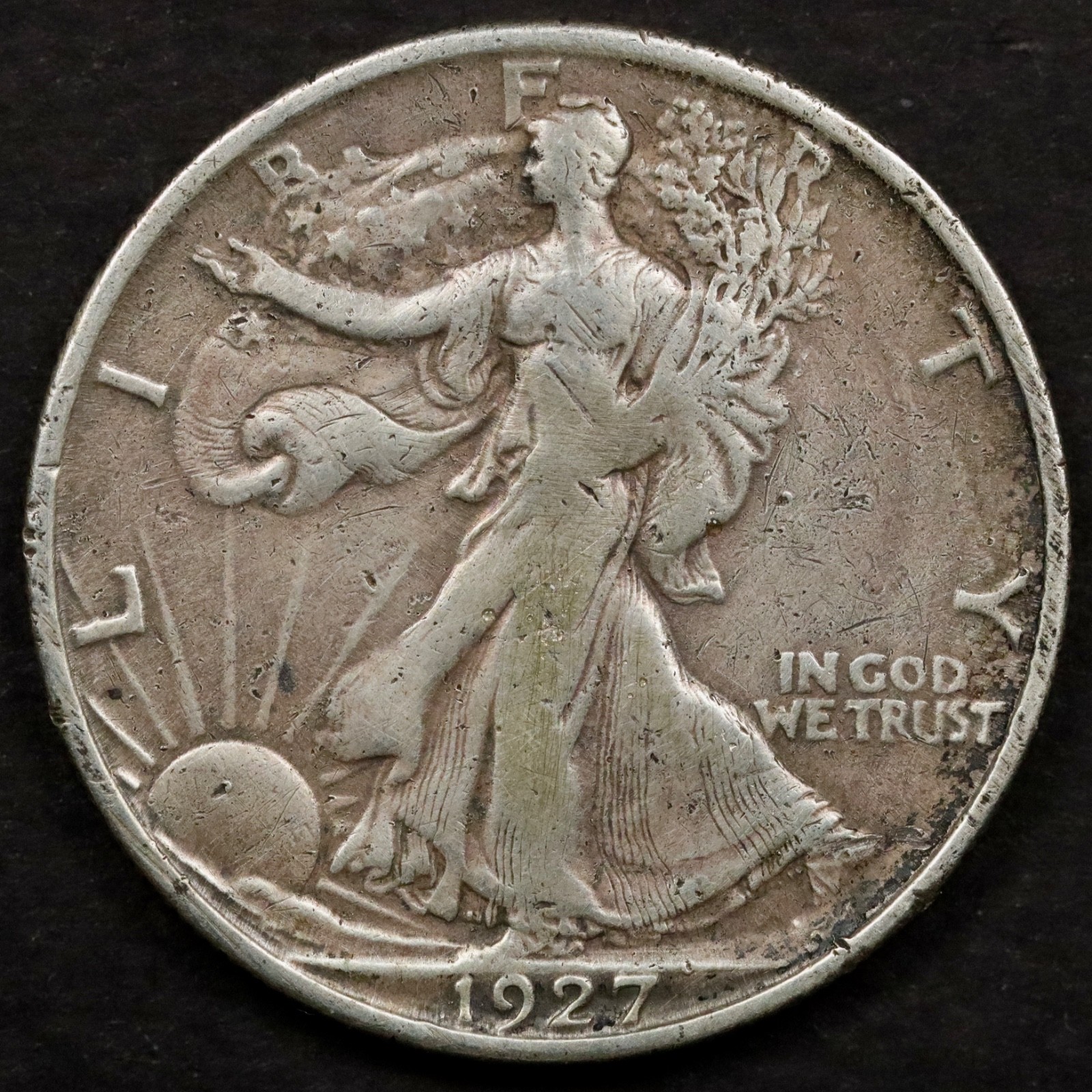 1927-S 50c Walking Liberty Half Dollar - AU Details Damage