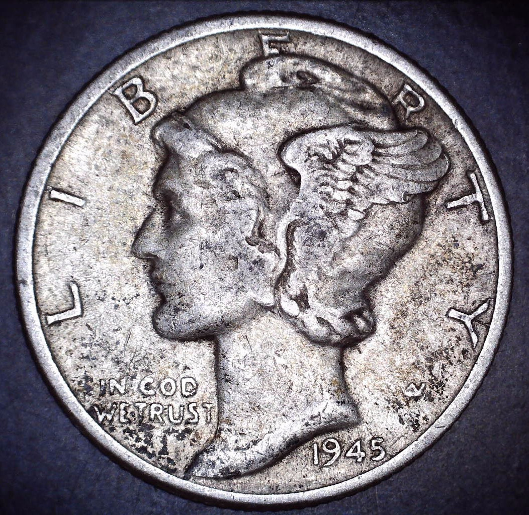 Vintage 1945-P WWII Mercury Dime 90% Silver Circulated Coin 4