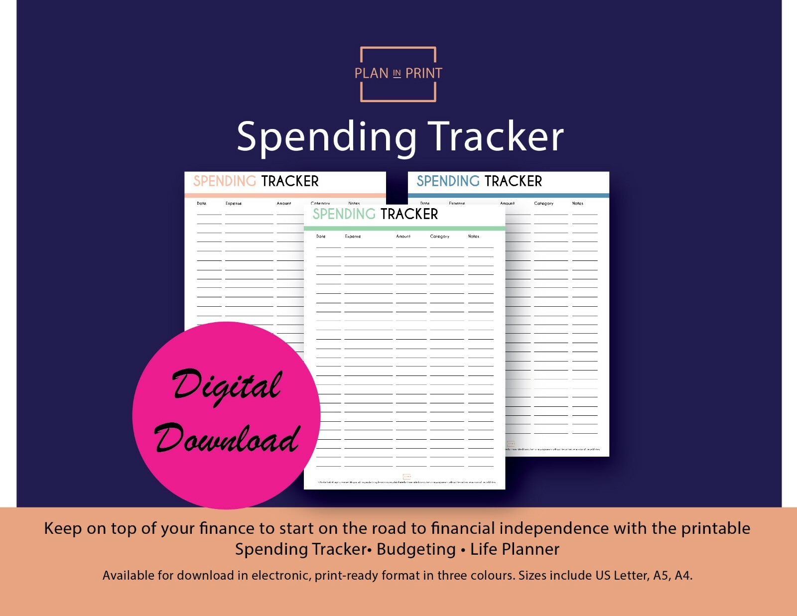 Spending tracker for Budgeting • Life Planner • Expense Management • Printables