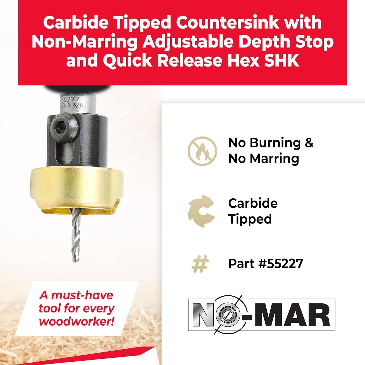 Carbide Tipped Countersink Drill Set with Depth Stop