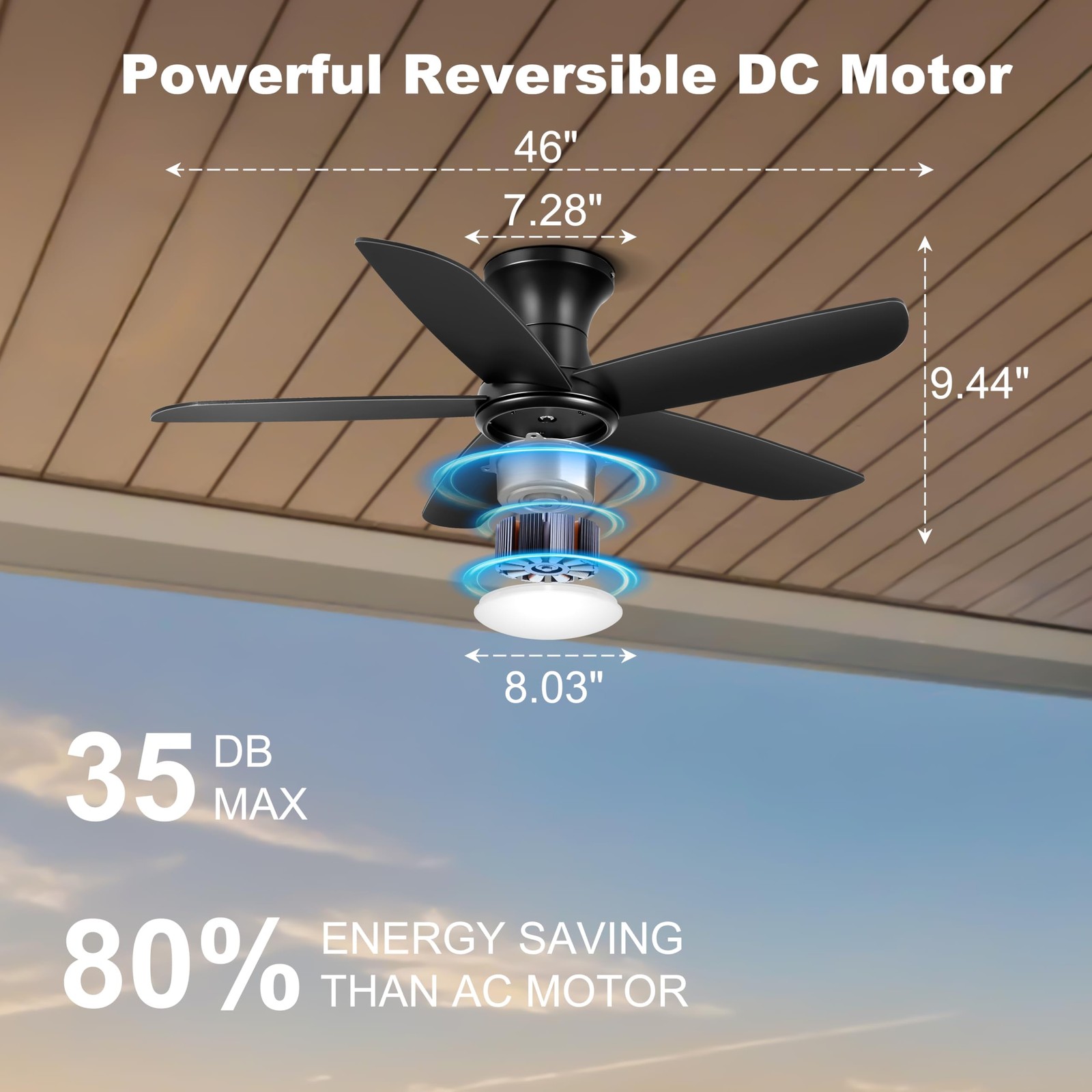 Cool Your Room Silently - 46 Ceiling Fan with Remote Control Dimmable Lights