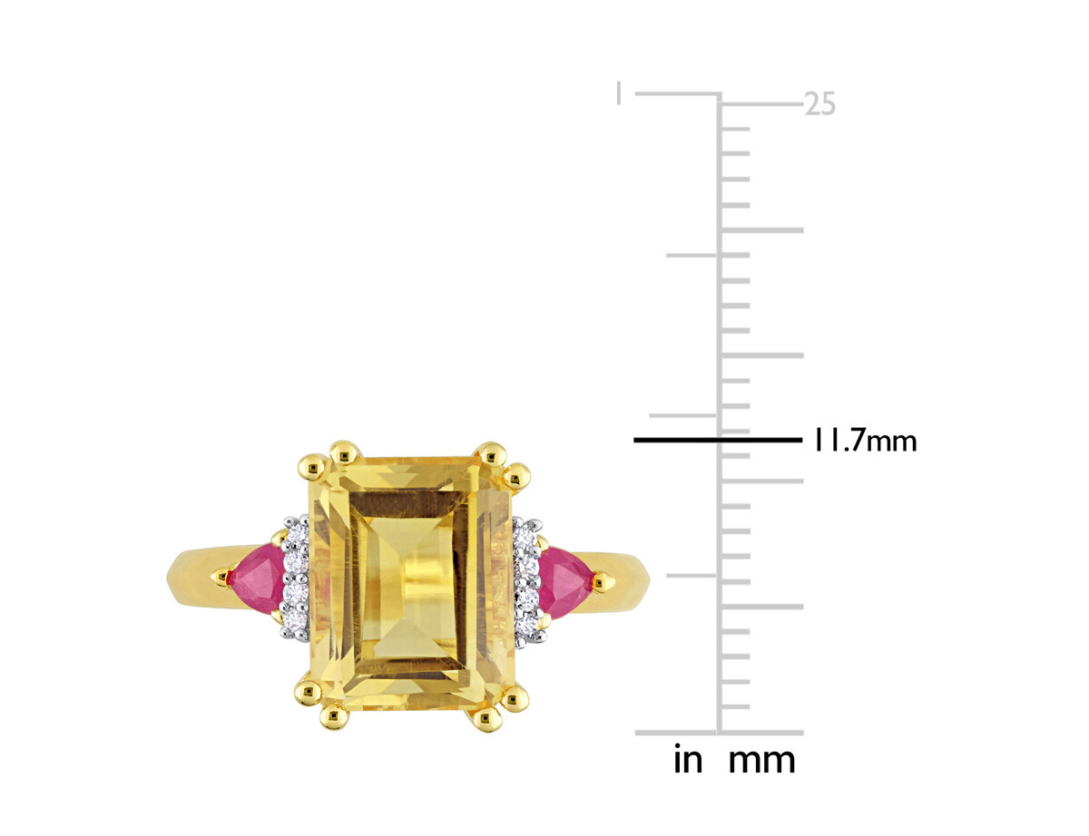 3.50 Carat (ctw) Citrine and Ruby Ring in Yellow Plated Sterling Silver