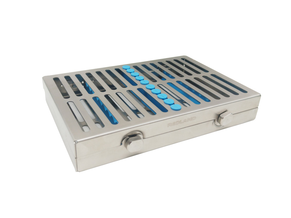 Dental Surgical 10 Instruments Sterilization Cassette Tray Rack Holder Blue -