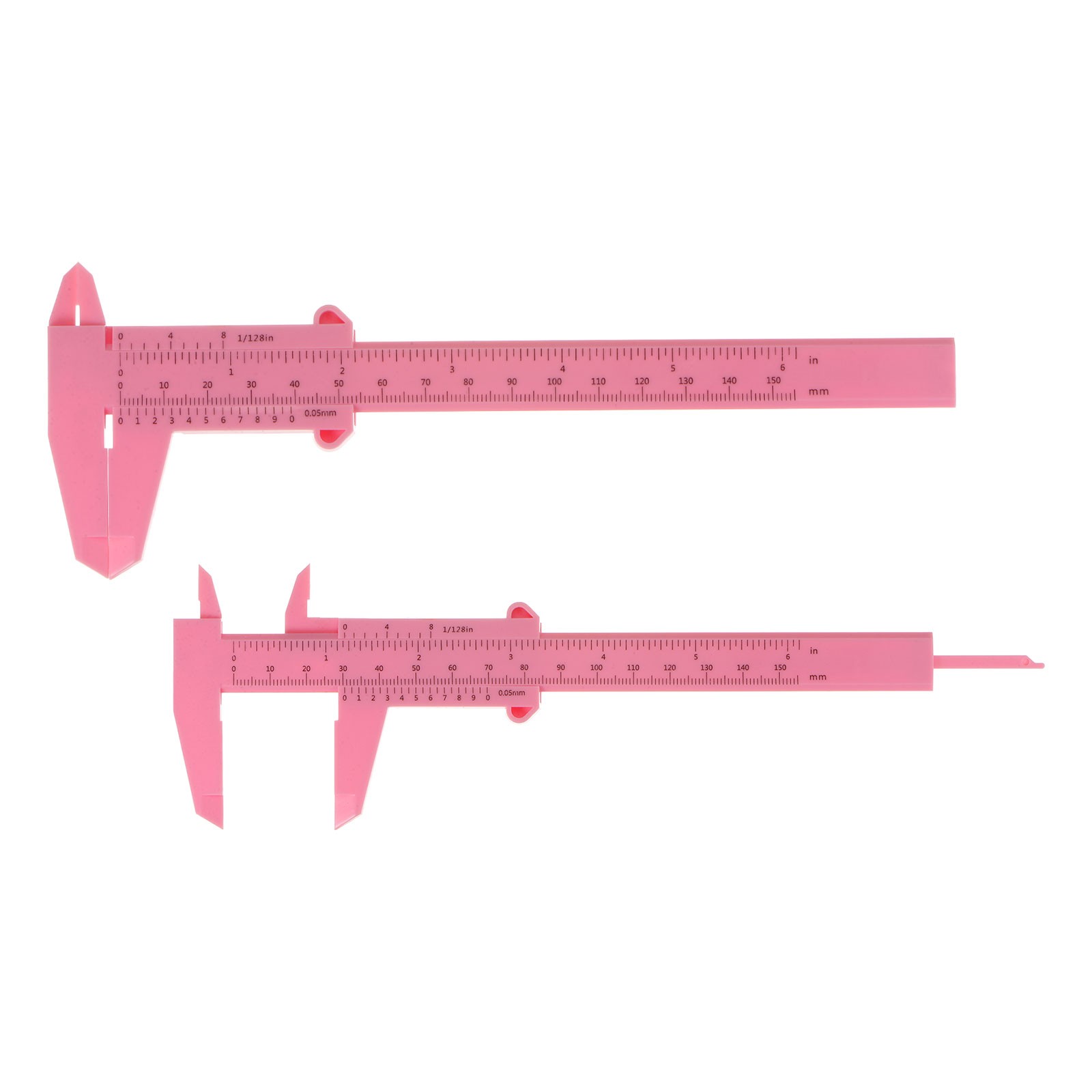 10pcs Mini Plastic Vernier Caliper 6" Metric Inch Sliding Gauge Ruler, Pink