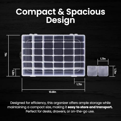 pack 36 Grids Plastic Clear Organizer Box bead Storage Containers with 8