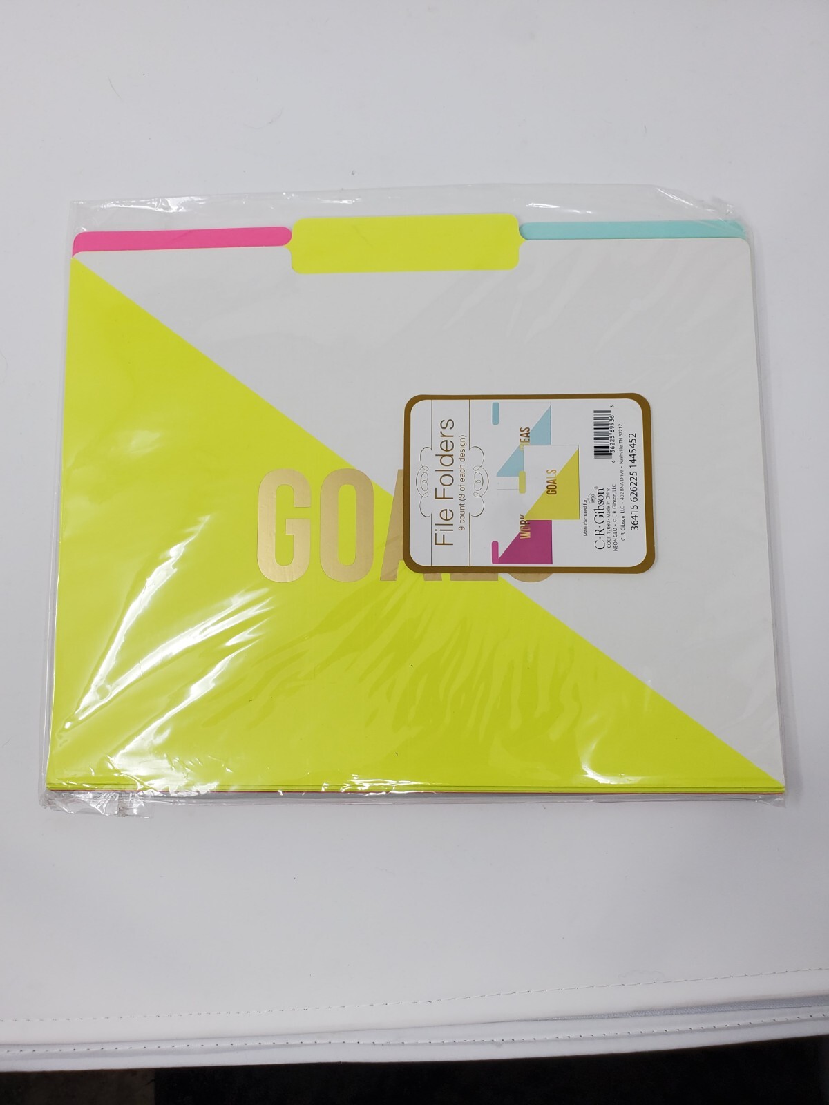 C.R. Gibson File Folders "Neon GEO" NEW 9 Count (3 of each design) COCF-17080