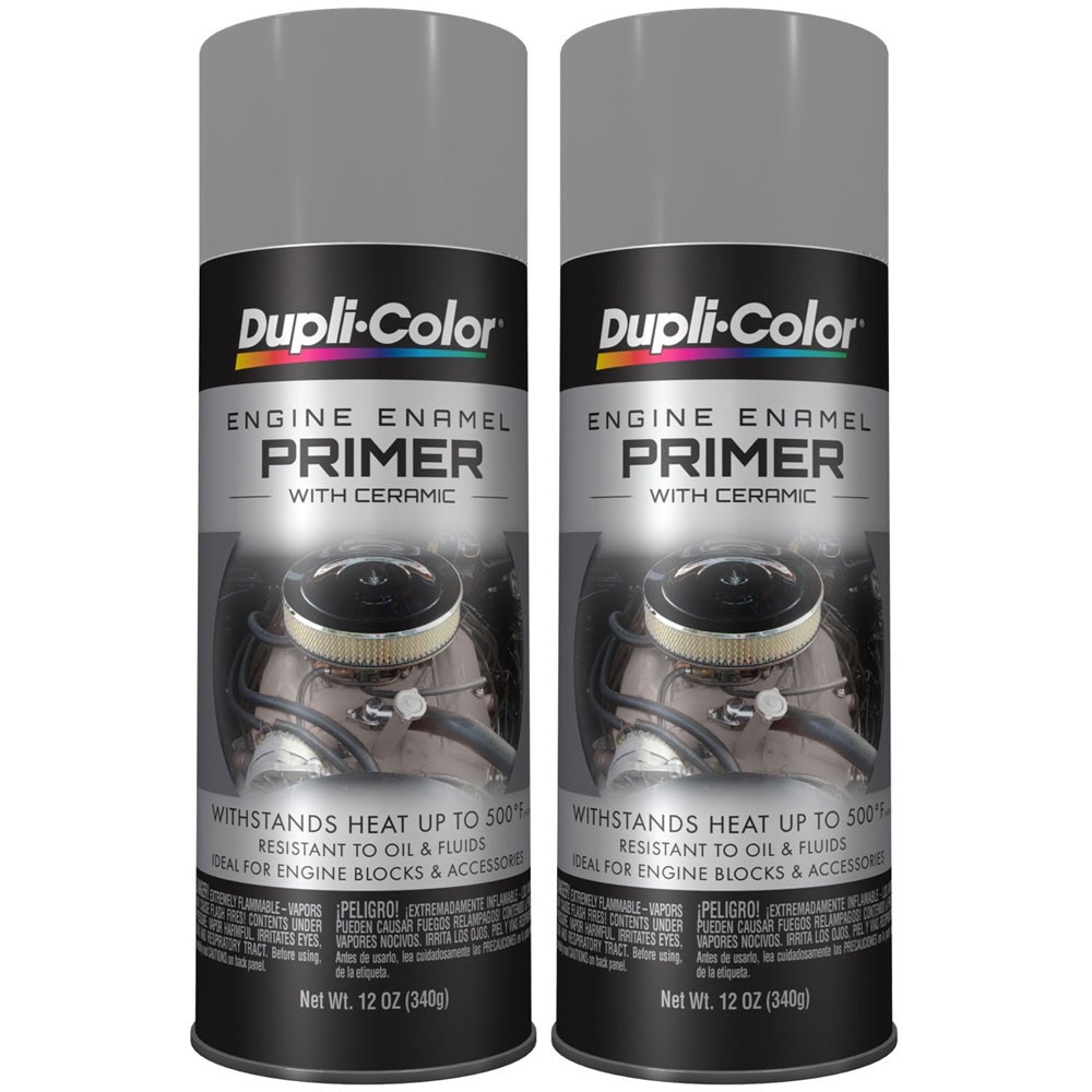 Duplicolor DE1612 (2-Pack), Engine Enamel Primer, Gray Primer, 12 oz Aerosol