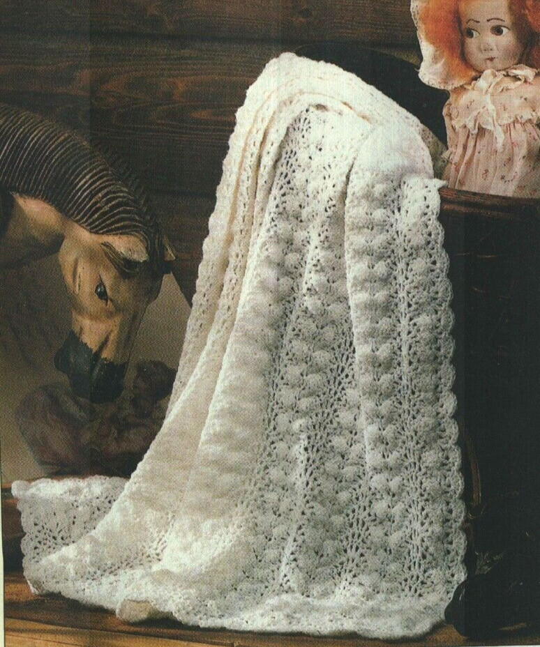 LACY BABY BLANKET AFGHAN NURSERY DECOR DIGEST SIZE CROCHET PATTERN INSTRUCTIONS