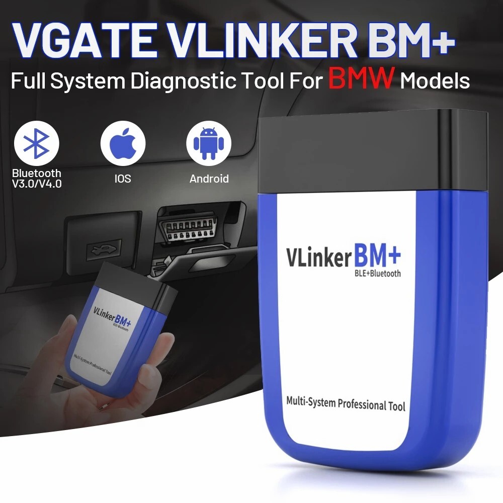 Vgate vLinker BM+ ELM327 OBD2 Diagnostic Scanner Tool BIMMERCODE For IOS Android
