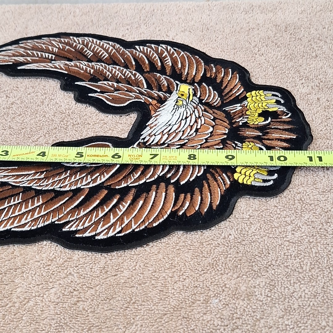 Eagle Biker Patch Large Embroidered Iron On 11" x 9.5"