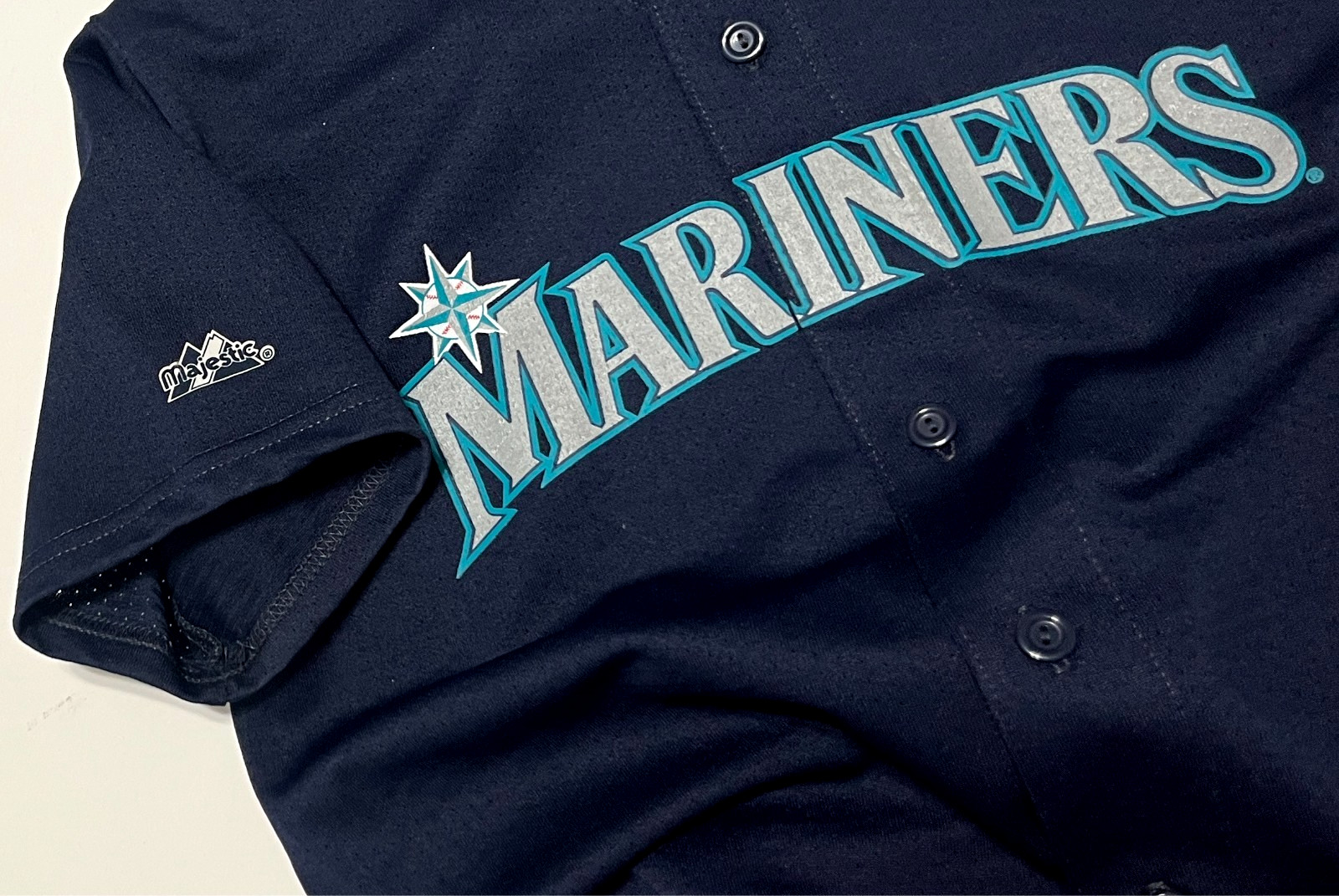 ICHIRO SUZUKI 51 Seattle Mariners YOUTH Button Navy Baseball Jersey XL Majestic