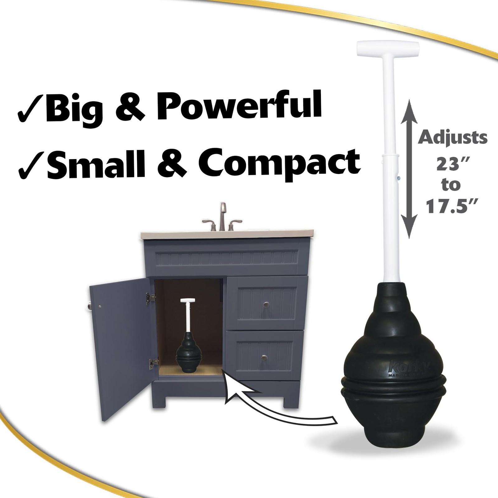 Korky BeehiveMAX Heavy Duty Toilet Plunger - Seals 1 Count (Pack of 1), Black