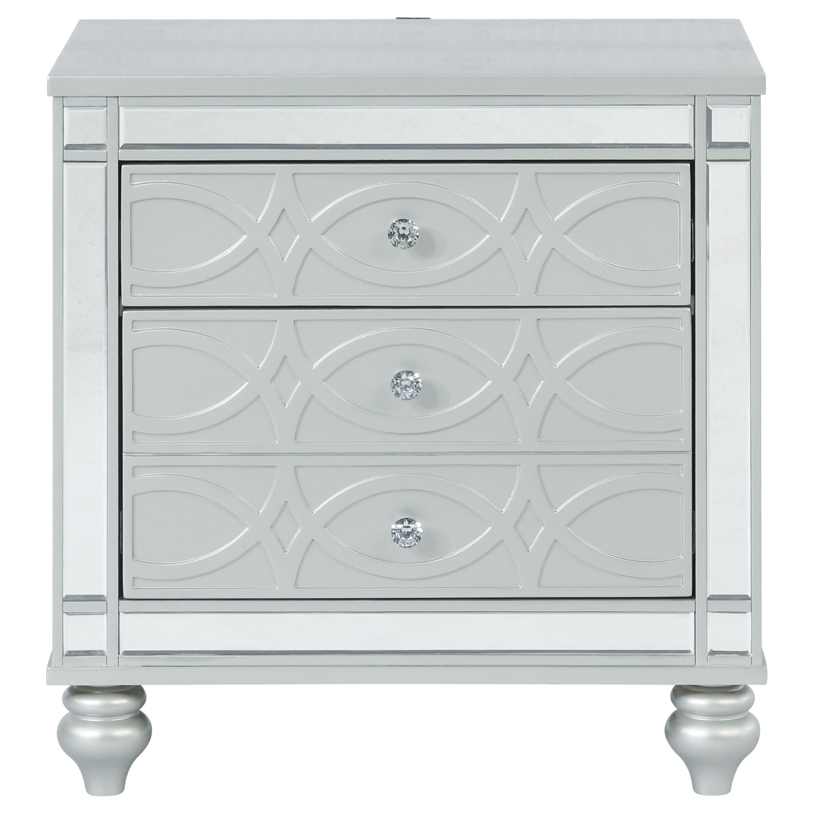 Silver Metallic 2-drawer Nightstand