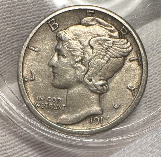 1917 Mercury Dime AU About Uncirculated