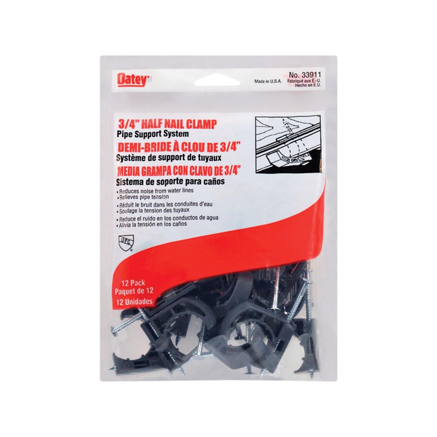 Oatey 33911 Polypropylene Gray Half Clamp 3/4 in. with Barbed Nail