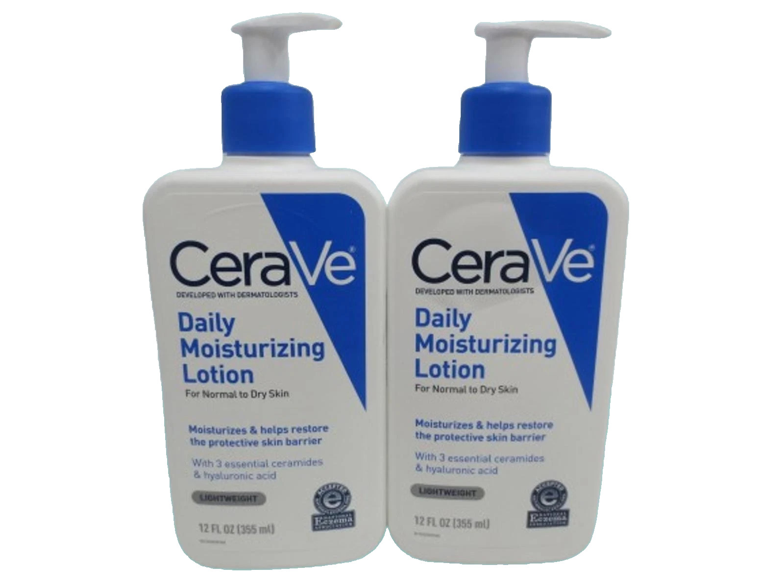 CERAVE DAILY MOISTURIZING LOTION FOR NORMAL TO DRY SKIN 12 OZ NWOB LOT OF 2