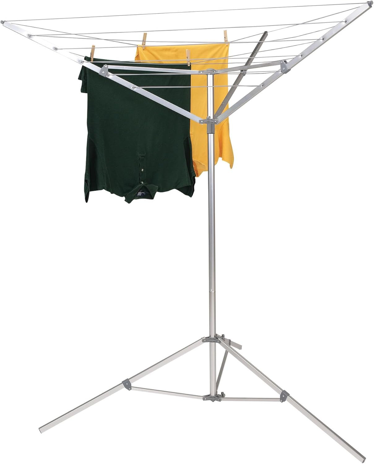 64 Ft Portable Umbrella Clothesline with Stable Base - Silver Finish